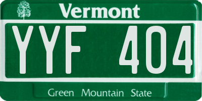 VT license plate YYF404