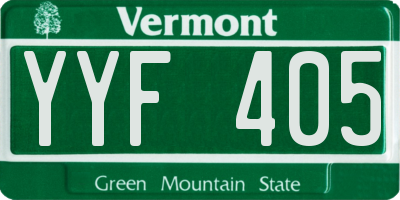 VT license plate YYF405