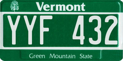 VT license plate YYF432