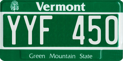 VT license plate YYF450