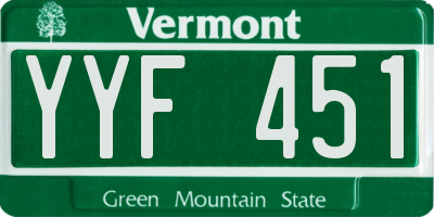 VT license plate YYF451