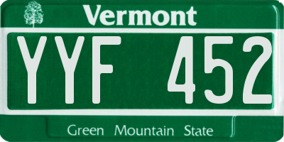 VT license plate YYF452