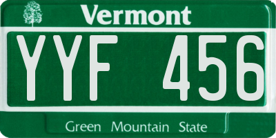 VT license plate YYF456
