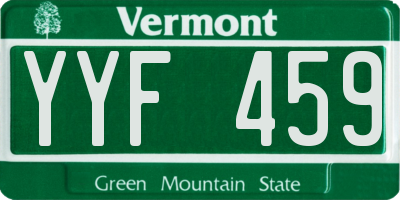 VT license plate YYF459