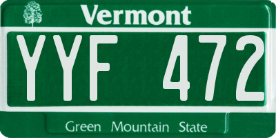 VT license plate YYF472