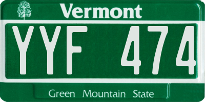VT license plate YYF474