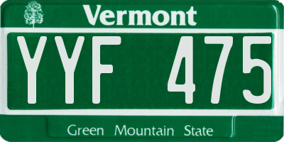 VT license plate YYF475