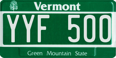 VT license plate YYF500
