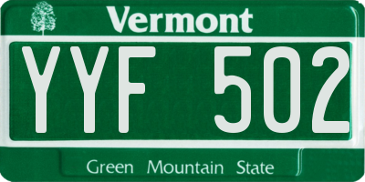 VT license plate YYF502