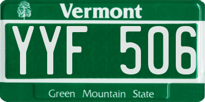 VT license plate YYF506