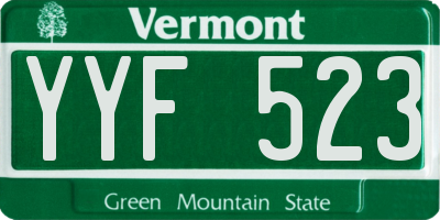 VT license plate YYF523
