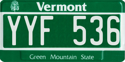 VT license plate YYF536