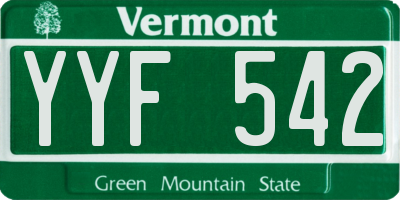 VT license plate YYF542