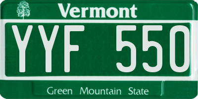 VT license plate YYF550