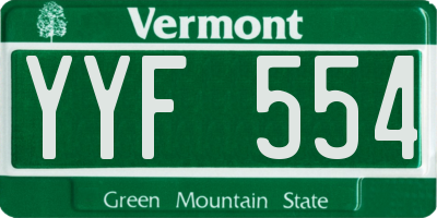 VT license plate YYF554