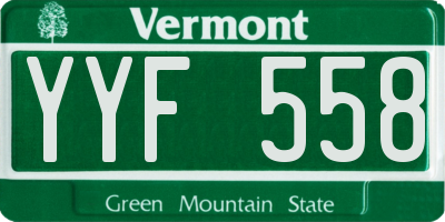 VT license plate YYF558