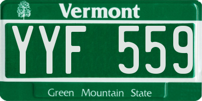 VT license plate YYF559