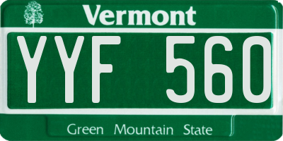 VT license plate YYF560