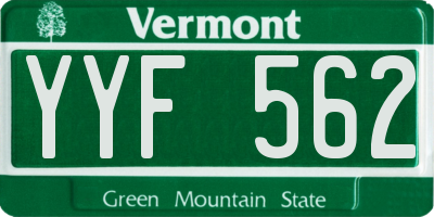VT license plate YYF562