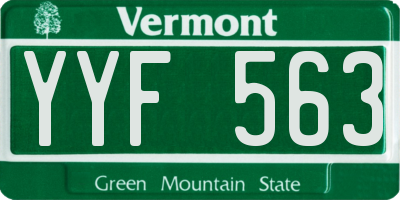 VT license plate YYF563