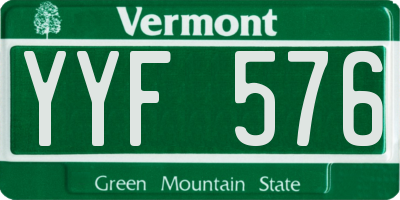 VT license plate YYF576