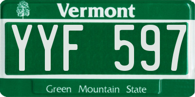 VT license plate YYF597