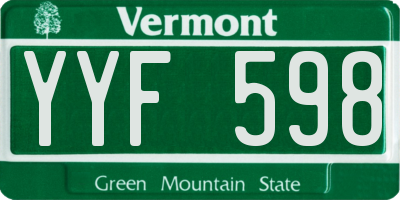 VT license plate YYF598