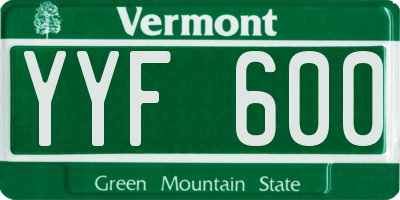 VT license plate YYF600