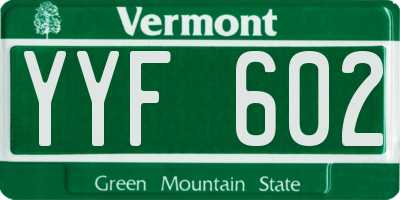 VT license plate YYF602