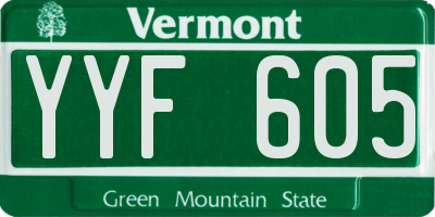 VT license plate YYF605