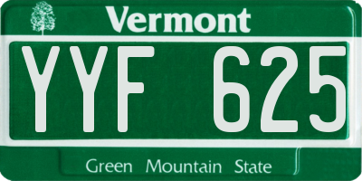 VT license plate YYF625