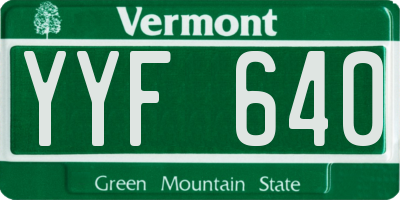 VT license plate YYF640