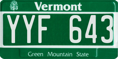 VT license plate YYF643