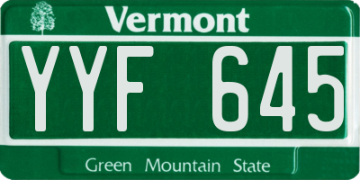 VT license plate YYF645