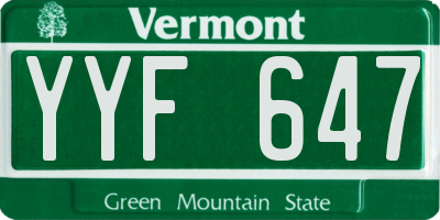 VT license plate YYF647