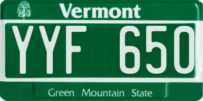 VT license plate YYF650