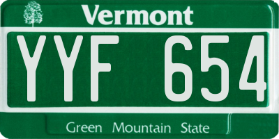 VT license plate YYF654