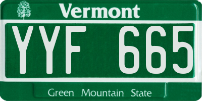 VT license plate YYF665