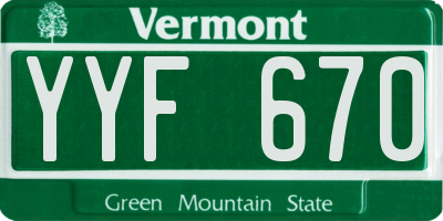 VT license plate YYF670