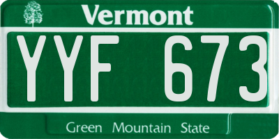 VT license plate YYF673