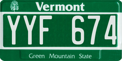 VT license plate YYF674