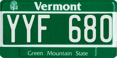 VT license plate YYF680