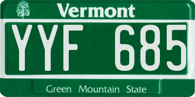 VT license plate YYF685