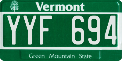 VT license plate YYF694