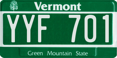 VT license plate YYF701