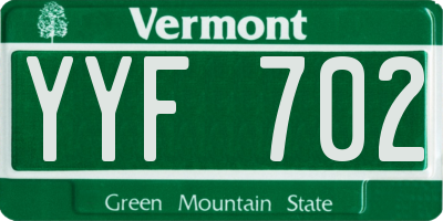 VT license plate YYF702