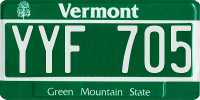 VT license plate YYF705