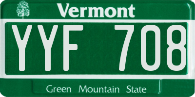 VT license plate YYF708