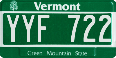 VT license plate YYF722