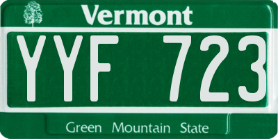 VT license plate YYF723
